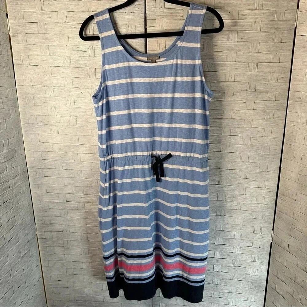 T by Talbots sleeve this summer nautical drawstring waist dress coastal petite